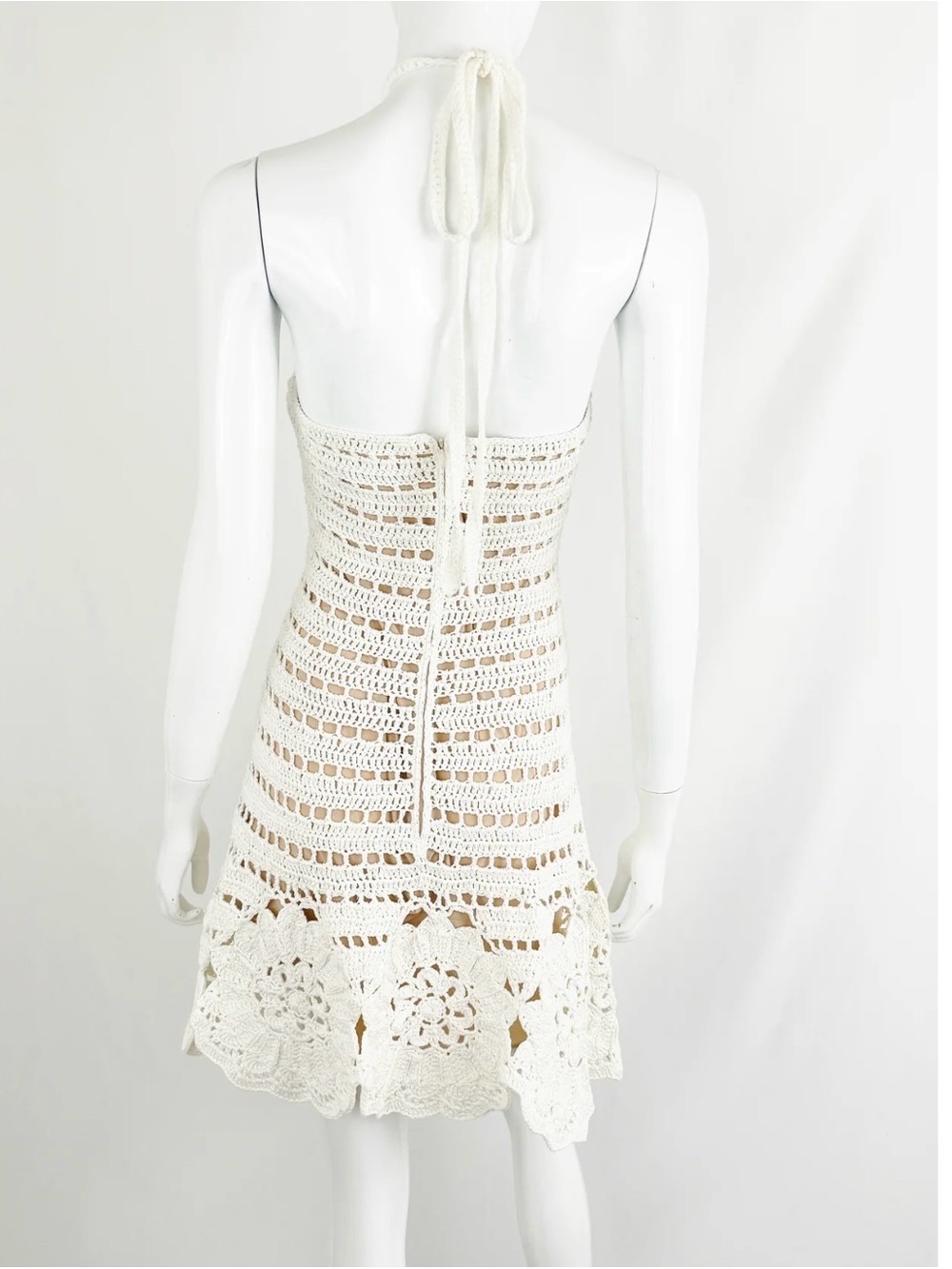 Oscar de la Renta Nude Crochet-Trim Dress - Picture 2 of 9
